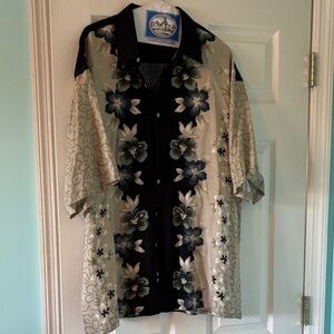 Pierre Cardin Black and Gray Floral Men's Shirt